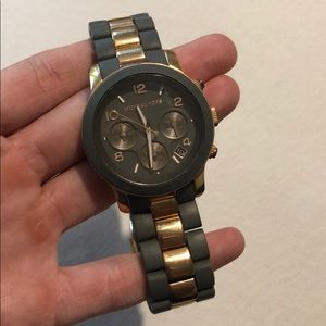 Michael Kota grey and rose gold watch